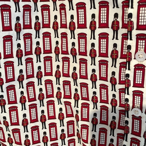 Talbots Cotton Shirt Phone Box Print Royal Guard London Petite Size PXS. NWOT - Picture 4 of 4